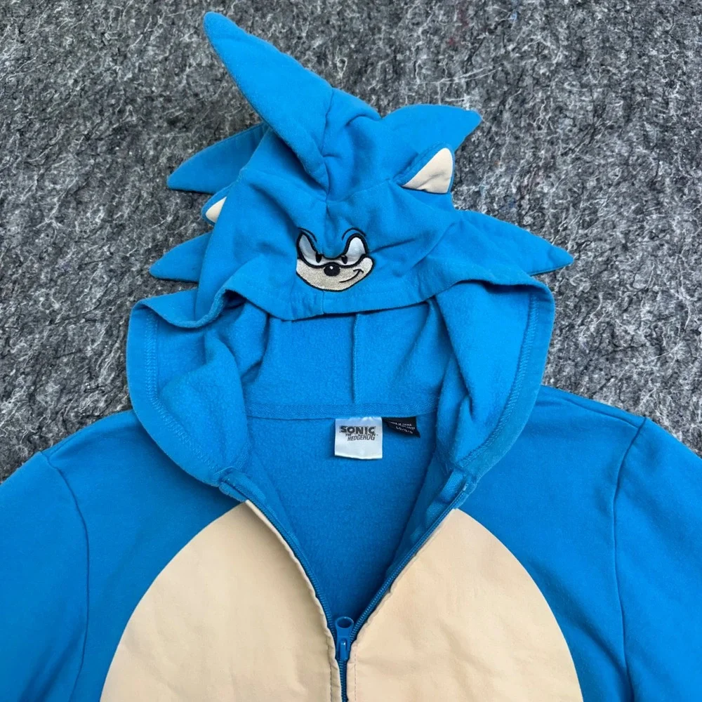 Sonic the Hedgehog Blue Full Zip Character Hoodie Sweatshirt Kids Large L 14/16
